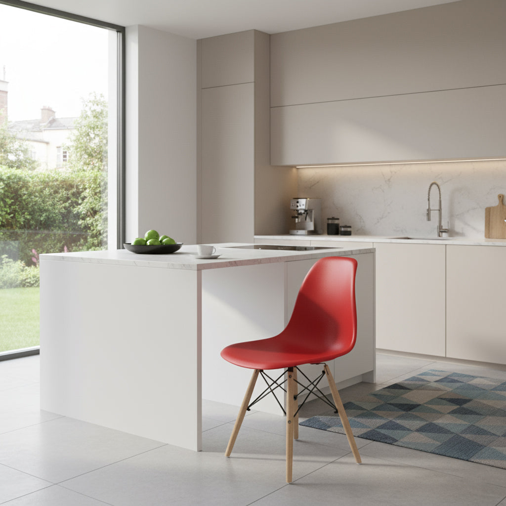 Cadeira Fixa Spezia em polipropileno e pé palito em madeira - GRP