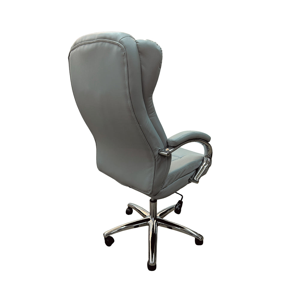 Cadeira de escritório presidente com estofado em PU e base cromada