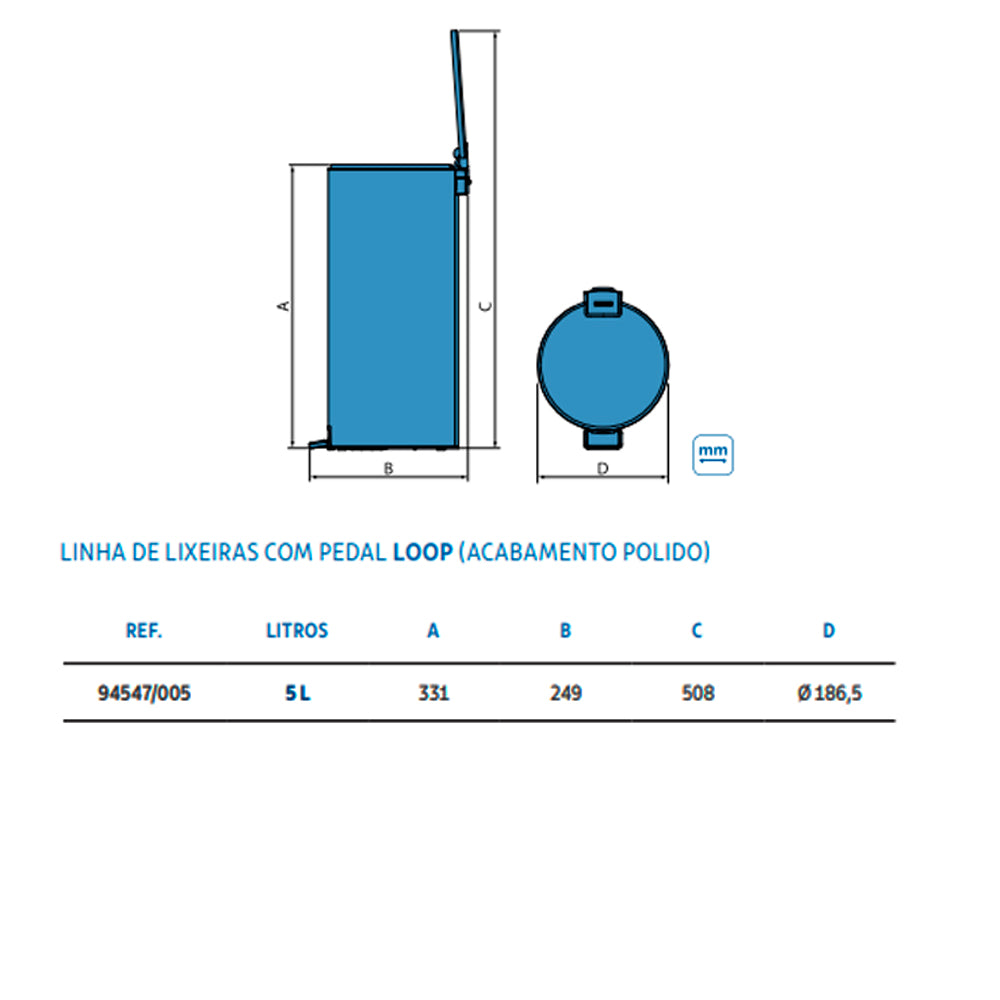 Lixeira 5 Litros com Pedal Loop - Tramontina