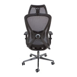 Cadeira Presidente Elite Cinza com Encosto em Tela e Assento em Tecido com Apoio de Cabeça.