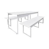 Mesa para Refeitório 6 Lugares c/2 Bancos 3 Lug. em MDF com Estrutura Metálica 180L x 72P