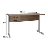Mesa de Escritório 155cm Pé Metálico Com 2 Gavetas - SM Super Light 15MM - 74AX155LX60P