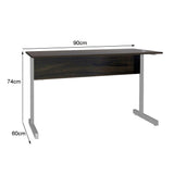 Mesa de Escritório 90cm Pé Metálico sem Gaveta com 1 passa fio - SM Super Light 15MM - 74AX90LX60P