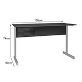 Mesa de Escritório 155cm Pé Metálico Com 2 Gavetas - SM Super Light 15MM - 74AX155LX60P