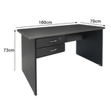 Mesa de Escritório 160cm Pé Painel Com 2 Gavetas - SM alfa BP - 73Ax160Lx70P