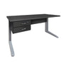 Mesa de Escritório 160cm Pé Metálico Com 2 Gavetas - SM Alfa BP - 74Ax160Lx70P