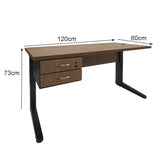 Mesa de Escritório 120cm Pé Metálico Com 2 Gavetas - SM Alfa BP - 74Ax120Lx60P