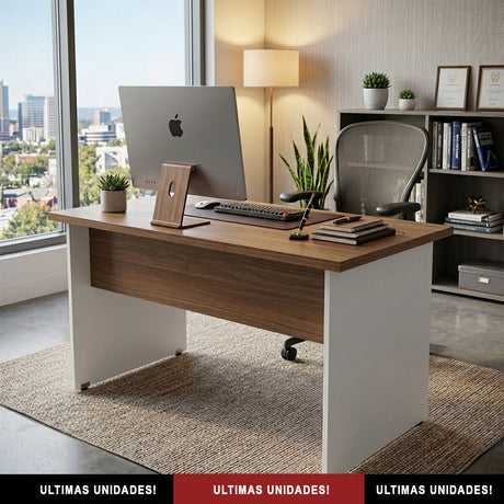 Mesa de Escritório 120cm Pé Painel Com 2 Gavetas - SM alfa BP - 73Ax120Lx60P