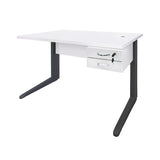 Mesa de Escritório 120cm Pé Metálico Com 2 Gavetas - SM Alfa BP - 74Ax120Lx60P