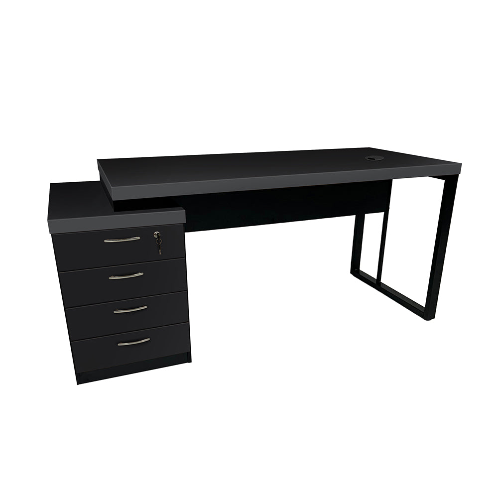 Mesa de Escritório 172cm Dinâmica Pé Metálico Com Gaveteiro Pedestal de 4 gavetas - SM Prime - 76AX172LX70P