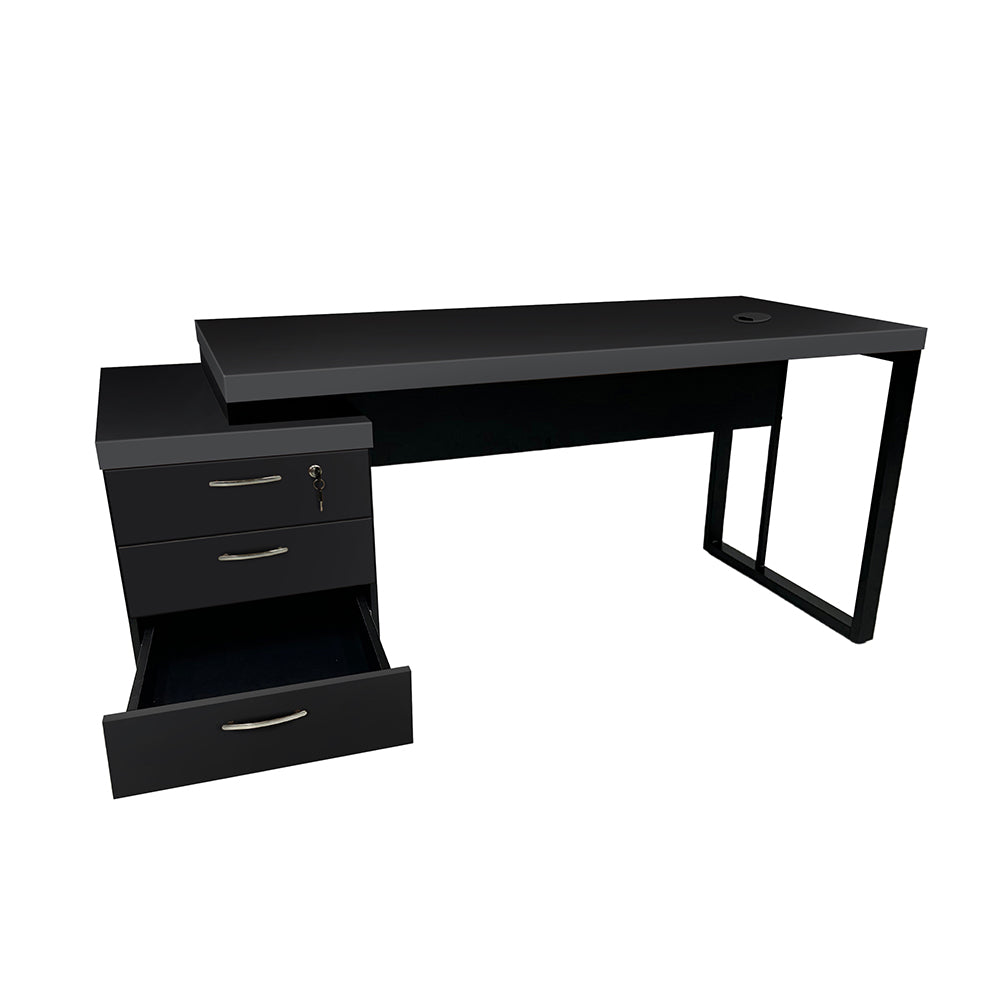 Mesa de Escritório 172cm Dinâmica Pé Metálico Com Gaveteiro Pedestal de 4 gavetas - SM Prime - 76AX172LX70P