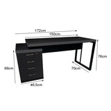 Mesa de Escritório 172cm Dinâmica Pé Metálico Com Gaveteiro Pedestal de 4 gavetas - SM Prime - 76AX172LX70P