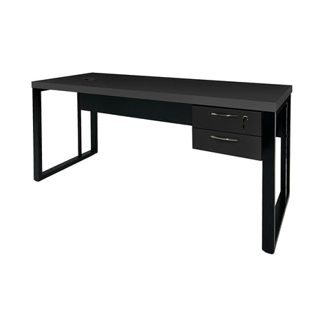Mesa de Escritório 120cm Pé Metálico Com Gaveteiro de 2 Gavetas - SM Prime - 76Ax120Lx60P