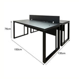 Mesa Plataforma Dupla de 150Lx135P com régua de conectividade e painel divisor em MDP - SM Prime - 76Ax150Lx135P
