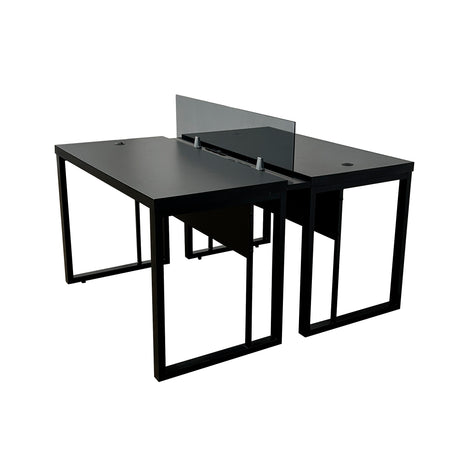 Mesa Plataforma Dupla de 120Lx135P com régua de conectividade e painel divisor em vidro - SM Prime - 76Ax120Lx135P