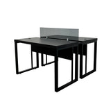 Mesa Plataforma Dupla de 150Lx135P com régua de conectividade e painel divisor em vidro- SM Prime - 76Ax150Lx135P