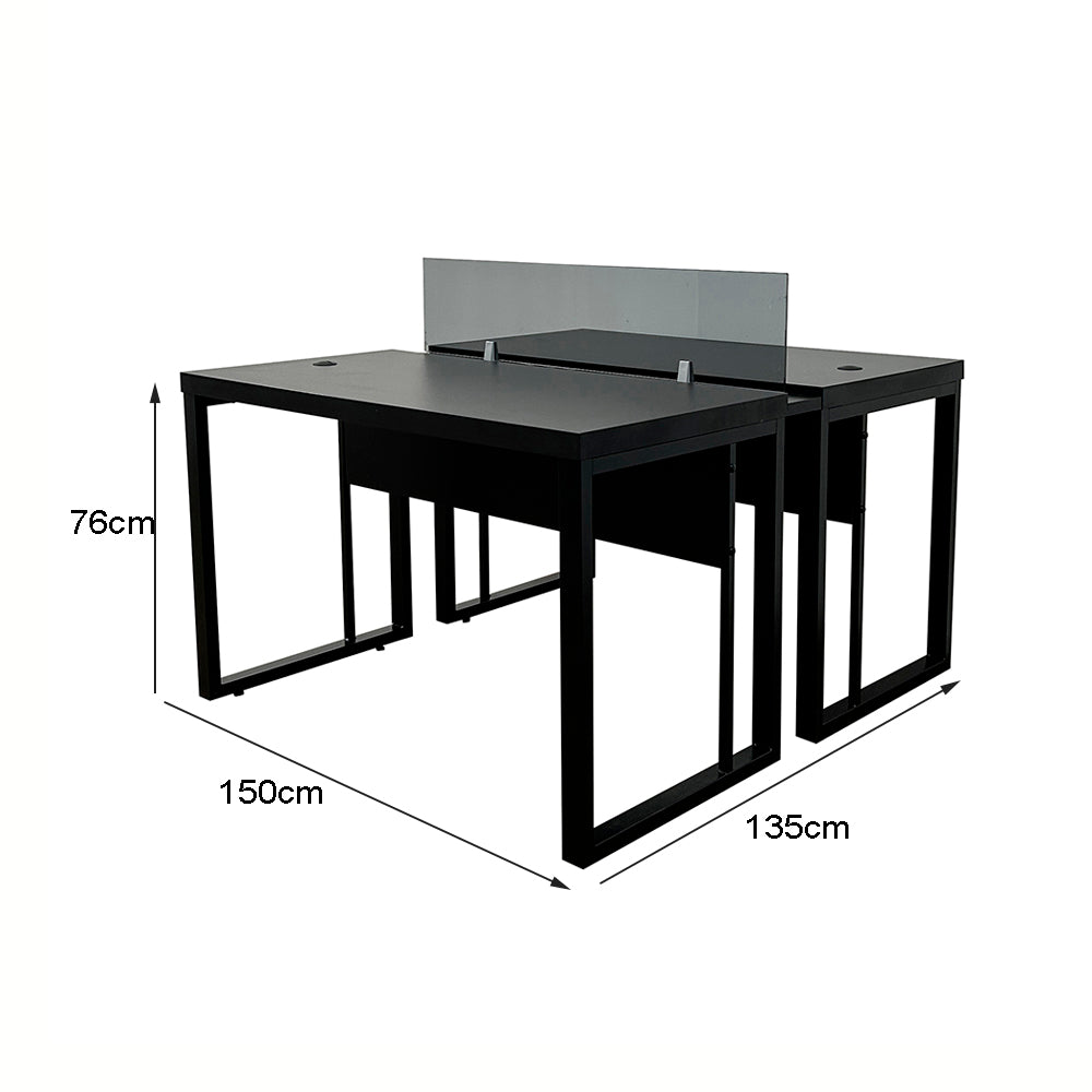 Mesa Plataforma Dupla de 150Lx135P com régua de conectividade e painel divisor em vidro- SM Prime - 76Ax150Lx135P