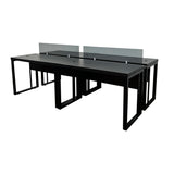 Kit com 2 Mesas Plataforma Dupla de 120Lx135P com régua de conectividade e painel divisor em vidro - SM Prime - 76Ax120Lx135P