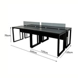 Kit com 2 Mesas Plataforma Dupla de 120Lx135P com régua de conectividade e painel divisor em vidro - SM Prime - 76Ax120Lx135P