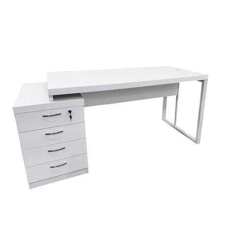 Mesa de Escritório 172cm Dinâmica Pé Metálico Com Gaveteiro Pedestal de 4 gavetas - SM Prime - 76AX172LX70P