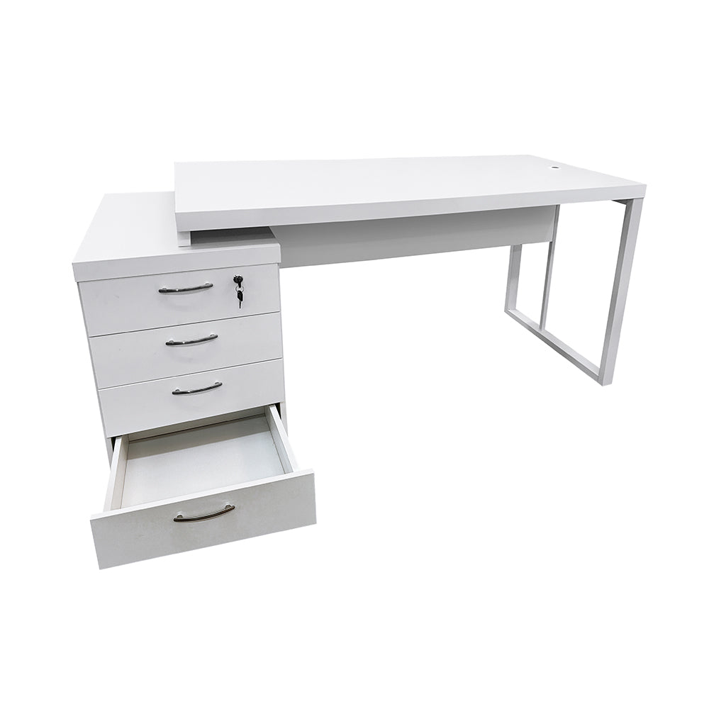 Mesa de Escritório 172cm Dinâmica Pé Metálico Com Gaveteiro Pedestal de 4 gavetas - SM Prime - 76AX172LX70P