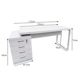 Mesa de Escritório 172cm Dinâmica Pé Metálico Com Gaveteiro Pedestal de 4 gavetas - SM Prime - 76AX172LX70P