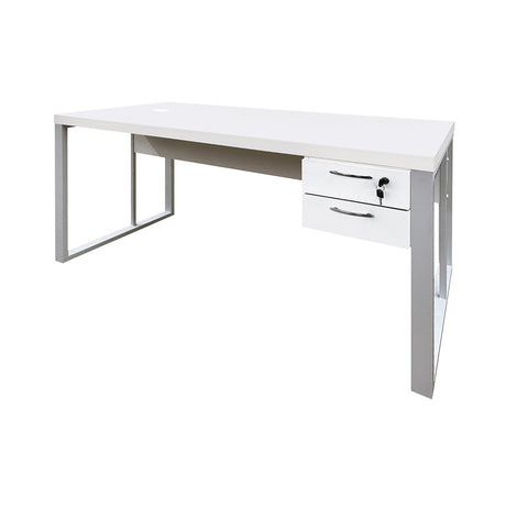 Mesa de Escritório 140cm Pé Metálico Com Gaveteiro de 2 Gavetas - SM Prime - 76Ax140Lx60P