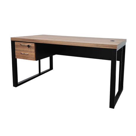 Mesa de Escritório 150cm Pé Metálico Com Gaveteiro de 2 Gavetas - SM Prime - 76Ax150Lx60P