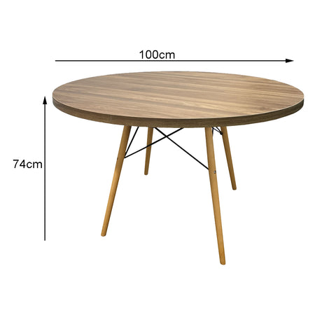 Mesa de Escritório Redonda 4 Lugares Spezia com pé de madeira e tampo de 30mm - SM - 74AX100L