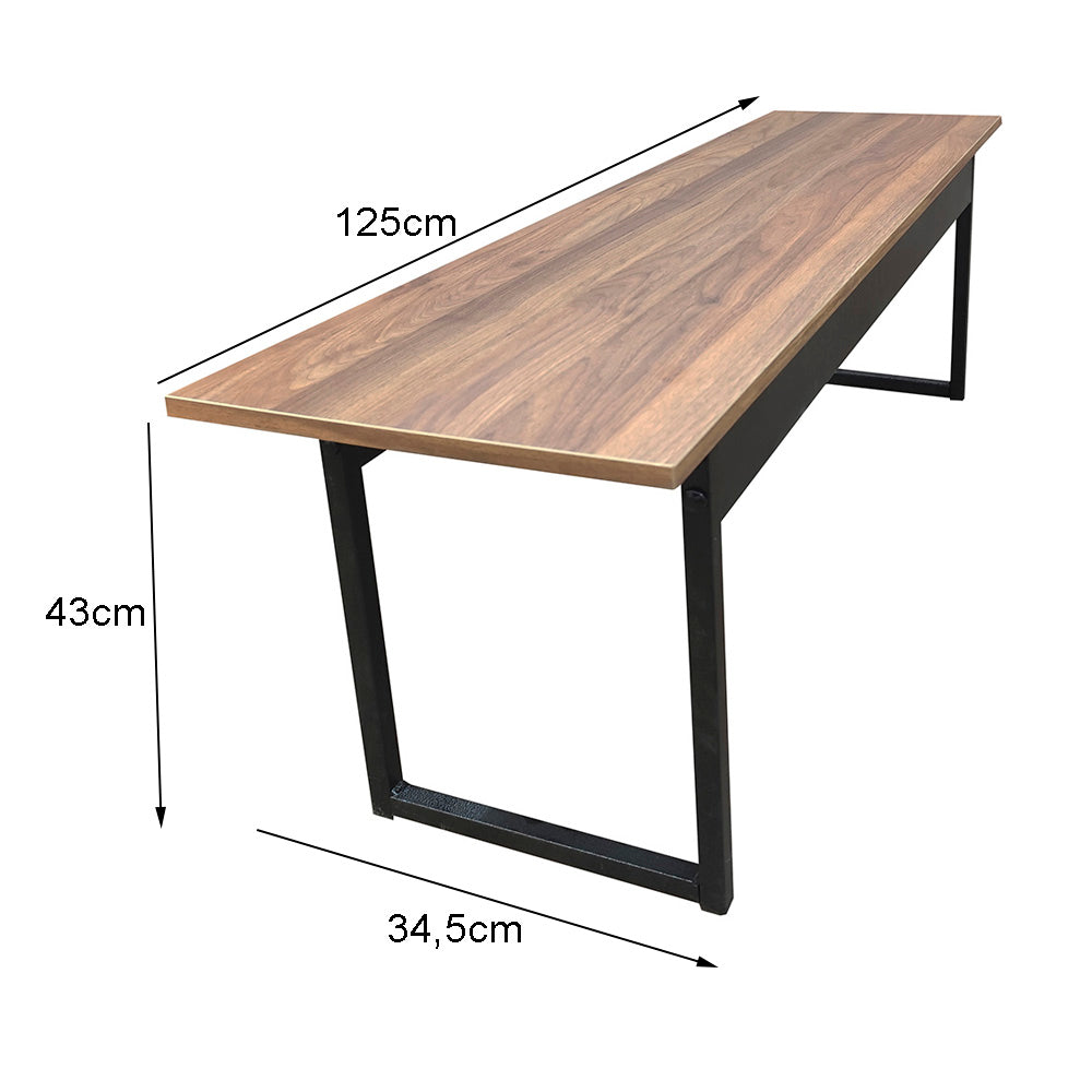 Banco para mesa refeitório 2 Lugares em MDF com estrutura metálica 125L x 43A x 34,5P