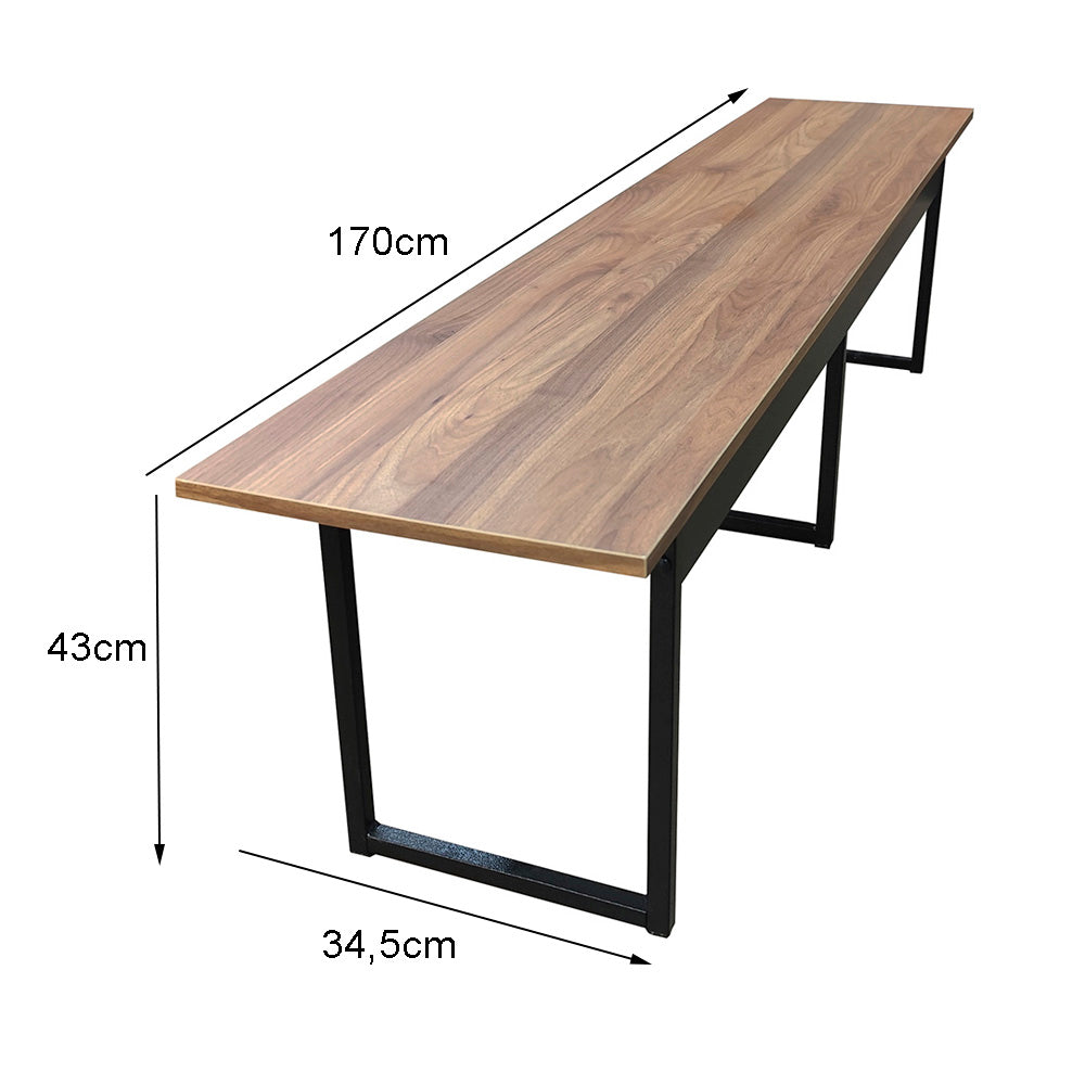 Banco para mesa refeitório 3 Lugares em MDF com estrutura metálica 170L x 43A x 34,5P