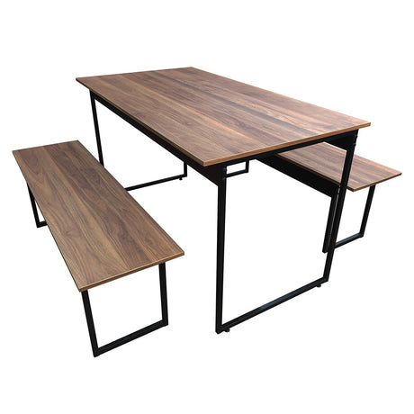 Mesa para Refeitório 4 Lugares c/2 Bancos 2 Lug. em MDF com Estrutura Metálica 135L x 72P
