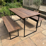 Mesa para Refeitório 4 Lugares c/2 Bancos 2 Lug. em MDF com Estrutura Metálica 135L x 72P