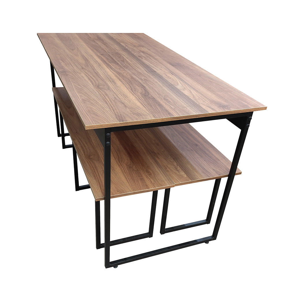 Mesa para Refeitório 6 Lugares c/2 Bancos 3 Lug. em MDF com Estrutura Metálica 180L x 72P