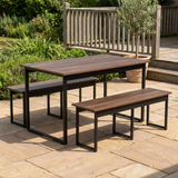 Mesa para Refeitório 6 Lugares c/2 Bancos 3 Lug. em MDF com Estrutura Metálica 180L x 72P