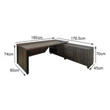 Mesa de Escritório em "L" Com Armário Lateral e 1 Caixa de Tomadas à Direita - Euro Malta - 74AX180LX176,5P