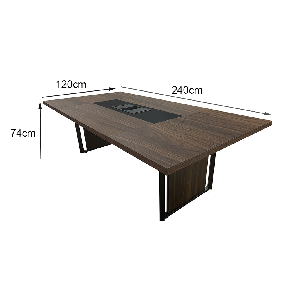 Mesa de Escritório Reunião 8 Lugares Retangular Com 2 Caixas de Tomadas - Euro Malta - 74AX240LX120P