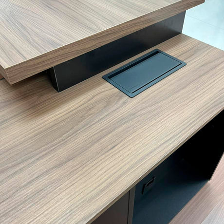 Mesa de Escritório 170cm Dinâmica com armário lateral com 3 gavetas e caixa de tomadas - Euro Croácia - 73,5AX200LX160P