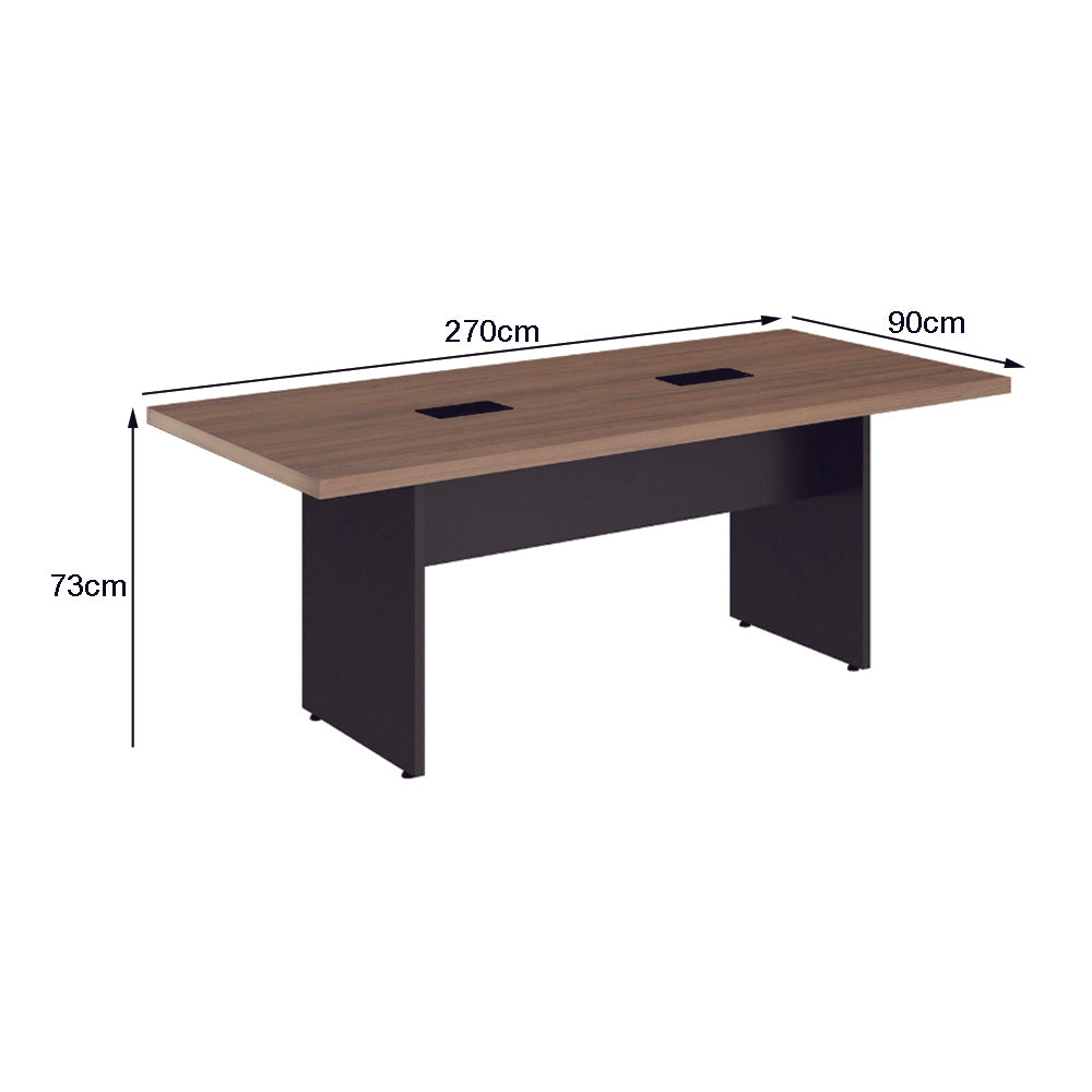 MESA DE ESCRITÓRIO REUNIÃO RETANGULAR 10 Lugares C/ 2 CAIXAS DE TOMADAS COM PÉ PAINEL - EURO CROÁCIA - 73AX270LX90P
