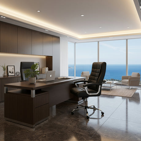 Cadeira de Escritório Presidente em PU e base cromada Oslo - OR Design