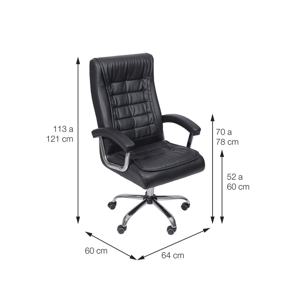Cadeira de Escritório presidente em PU e base cromada Oslo - OR Design