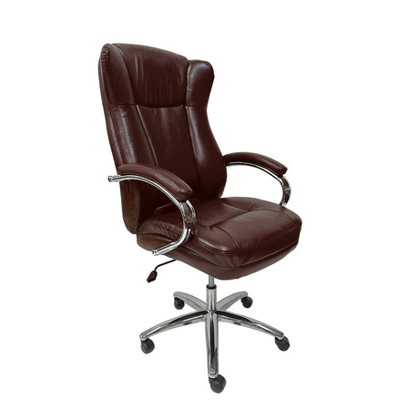 Cadeira de escritório presidente com estofado em PU e base cromada W80 - GRP Comercial