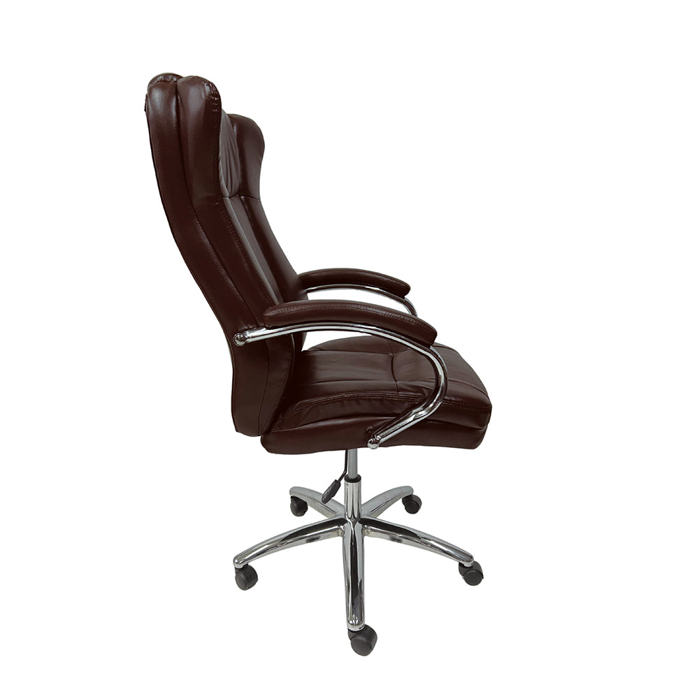 Cadeira de escritório presidente com estofado em PU e base cromada W80 - GRP Comercial