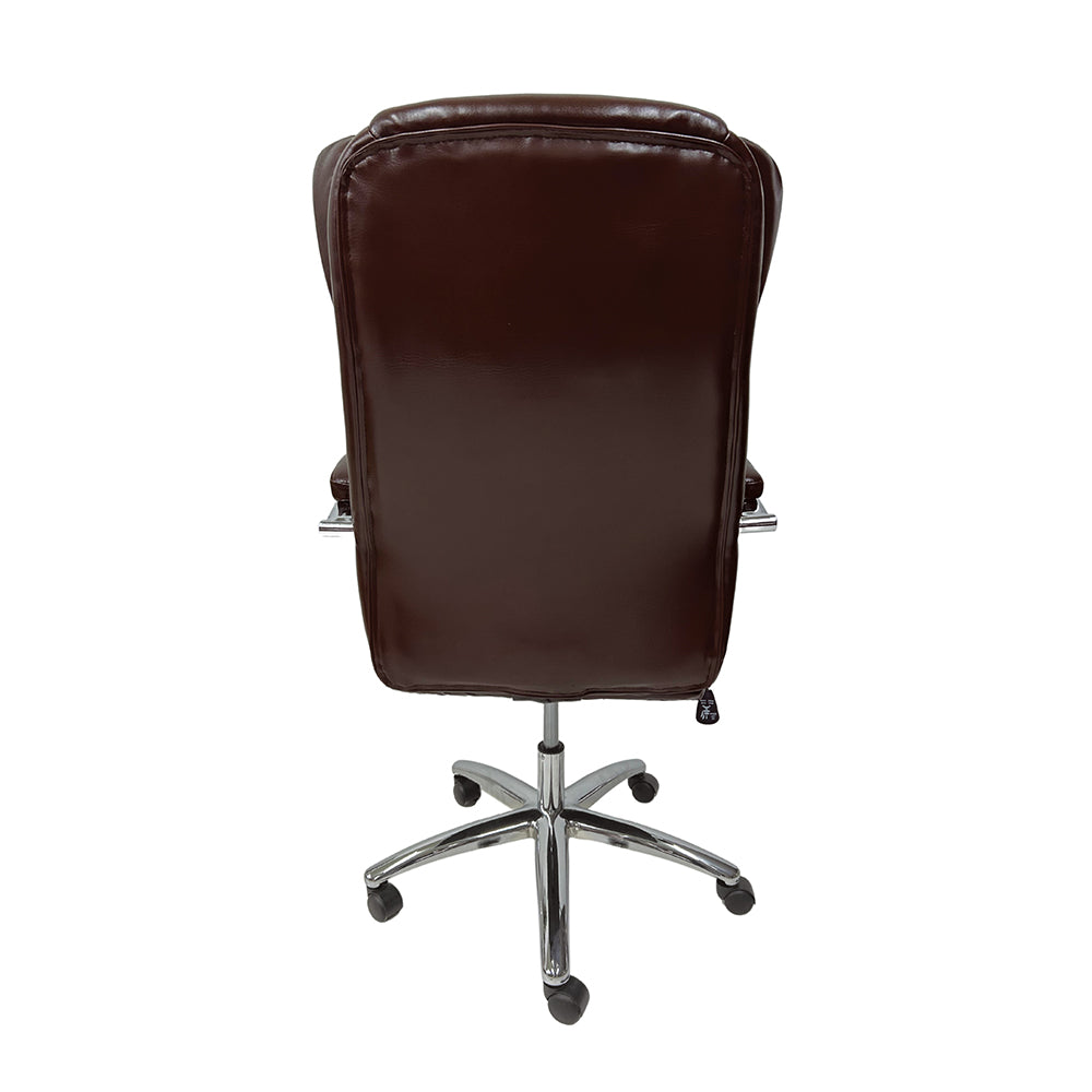 Cadeira de escritório presidente com estofado em PU e base cromada W80 - GRP Comercial