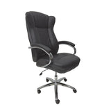 Cadeira de escritório presidente com estofado em PU e base cromada W80 - GRP Comercial