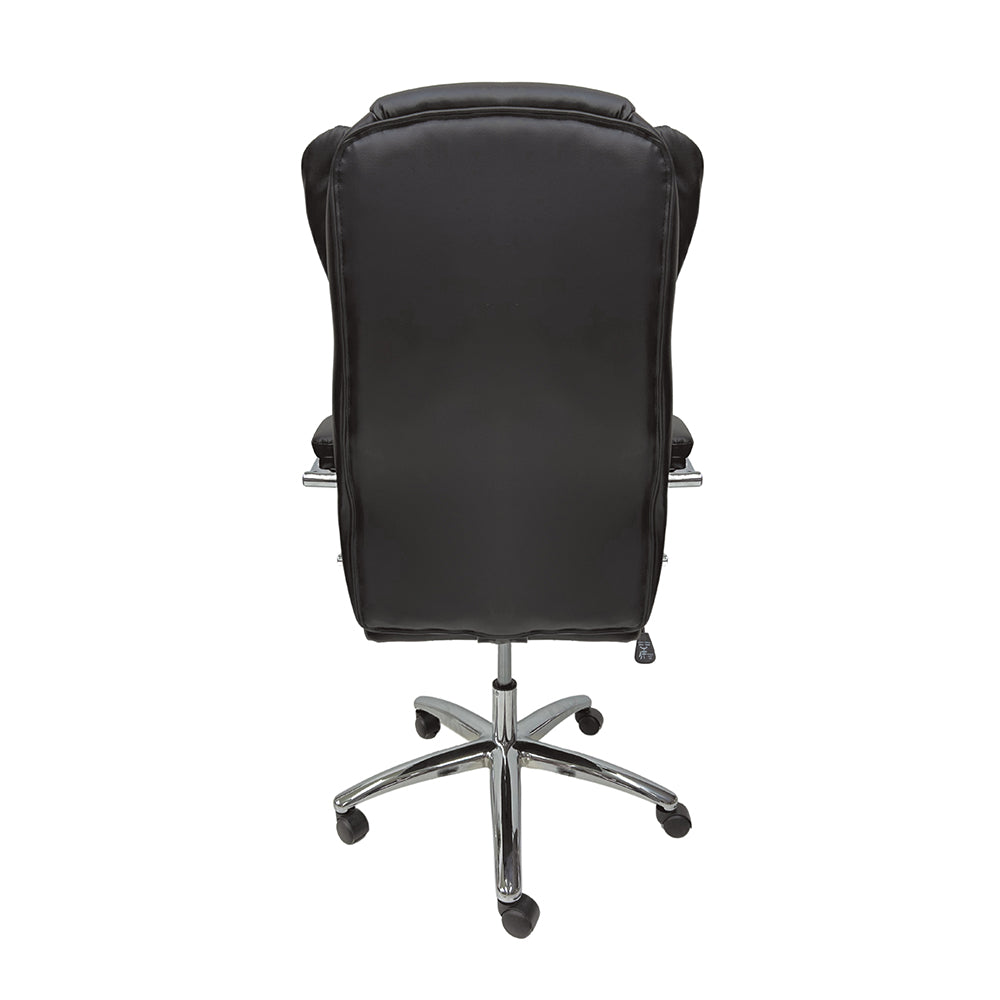 Cadeira de escritório presidente com estofado em PU e base cromada W80 - GRP Comercial