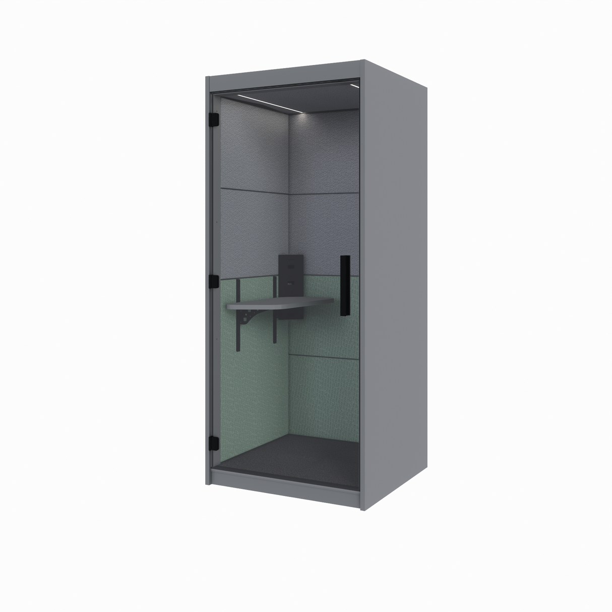 CABINE ACÚSTICA INICIAL 1 LUGAR C/ MESA REGULÁVEL 222A x 95L x 90P