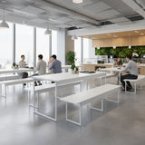 Mesa para Refeitório 6 Lugares c/2 Bancos 3 Lug. em MDF com Estrutura Metálica 180L x 72P