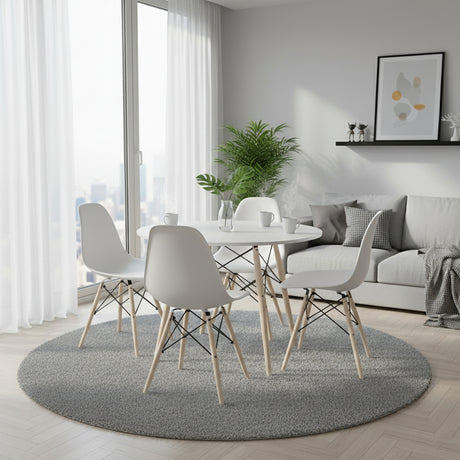 Kit com 1 Mesa e 4 Cadeiras Fixas Spezia em polipropileno com base em madeira