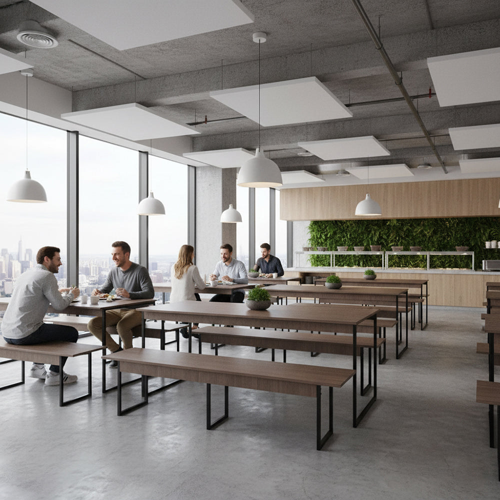 Mesa para Refeitório 6 Lugares c/2 Bancos 3 Lug. em MDF com Estrutura Metálica 180L x 72P